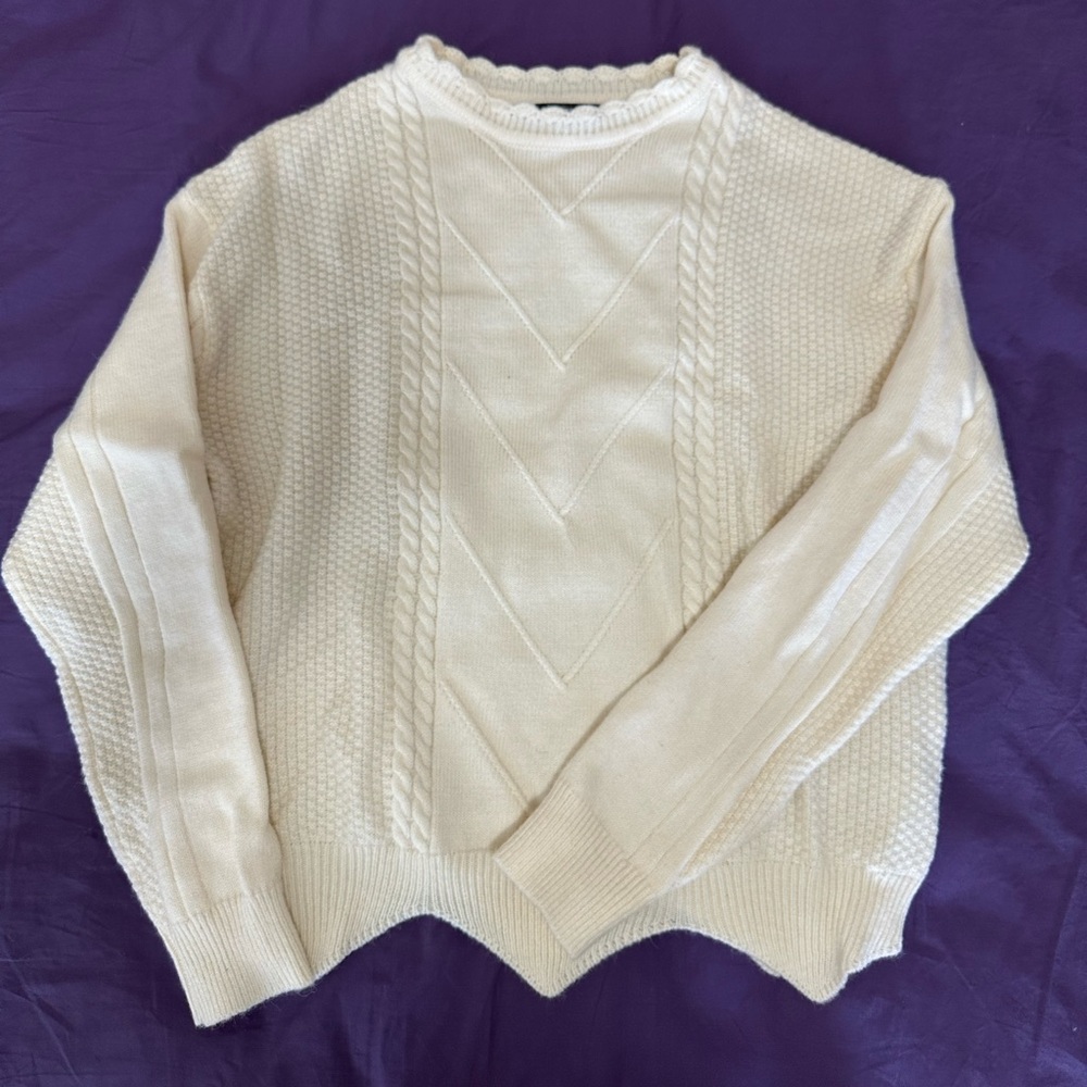 Beige Cable Knit Sweater